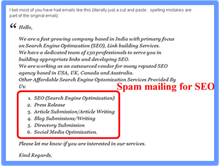 Spam mailing for SEO